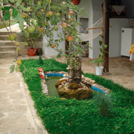 Small waterfall in front of the authentic part
